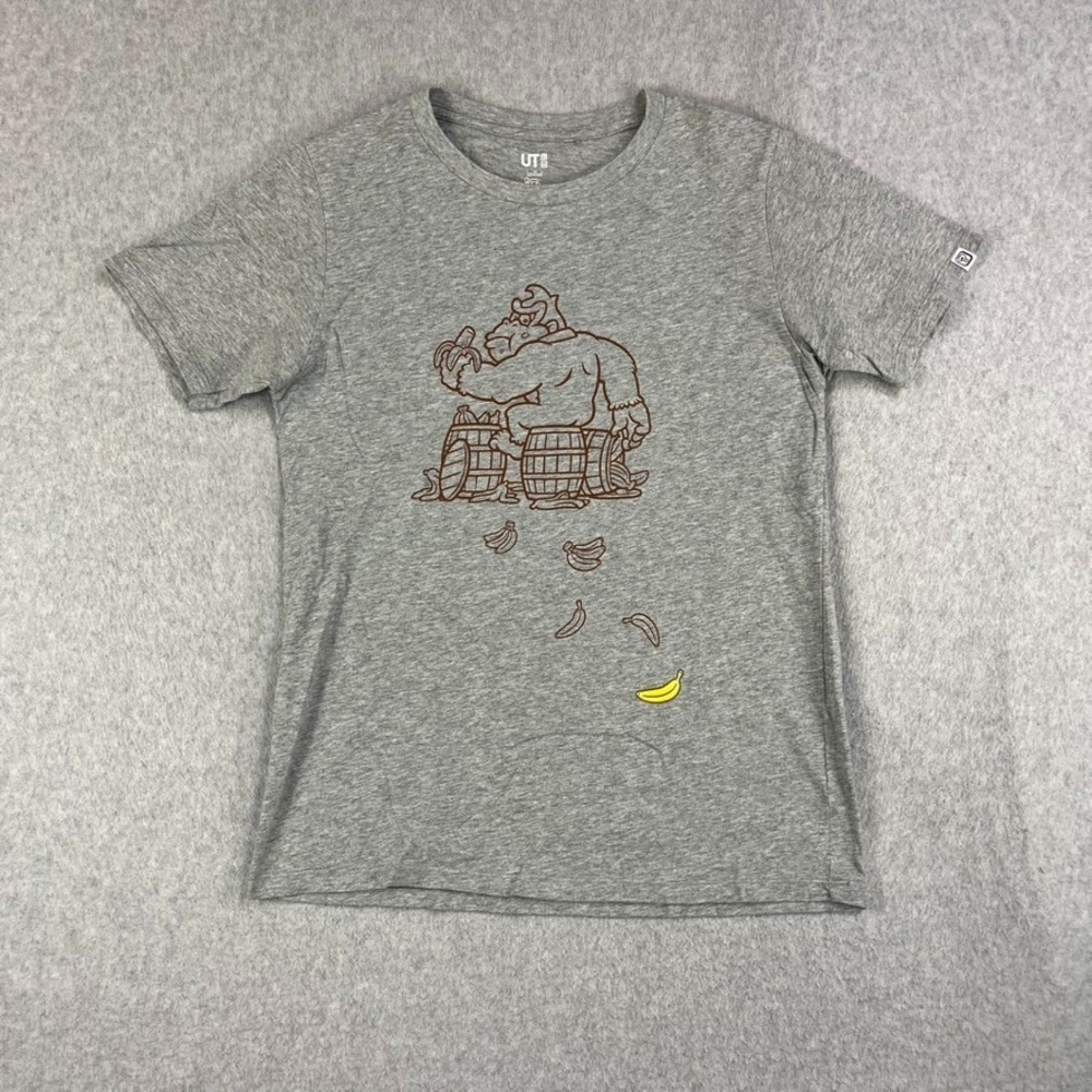 Nintendo Super Mario Bros x Uniqlo Shirt Youth 13 XL Gray Short Sleeve Colab